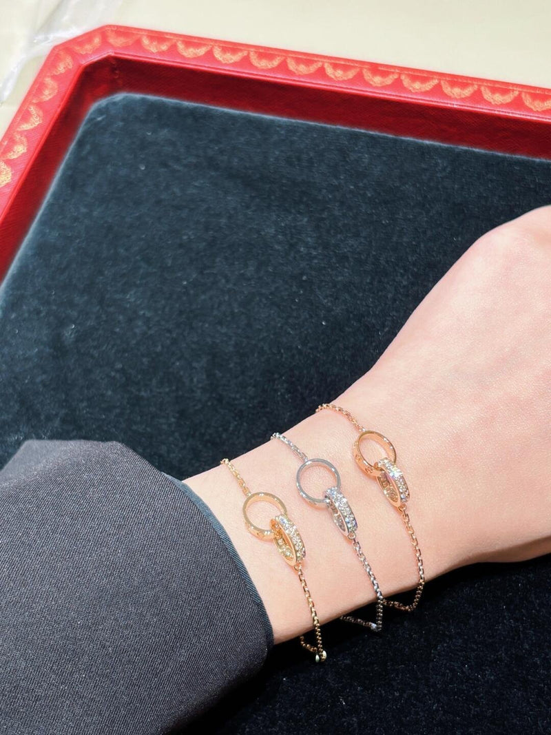 LOVE collection bracelet, on a chain, two diamonds
