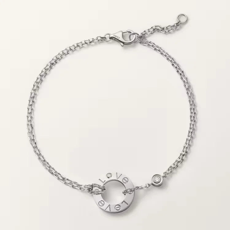 LOVE collection bracelet, on a chain, two diamonds