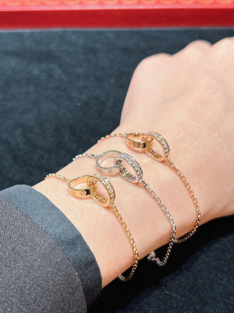 LOVE collection bracelet, on a chain, two diamonds