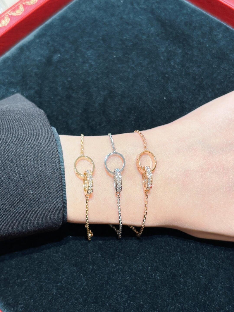 LOVE collection bracelet, on a chain, two diamonds